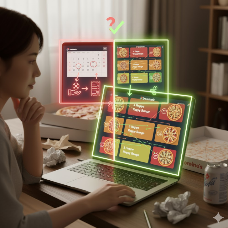 自宅のリビングで、ピザの箱(ロゴなし)を囲み、料金に納得して安心してピザを楽しんでいる笑顔の日本人家族。