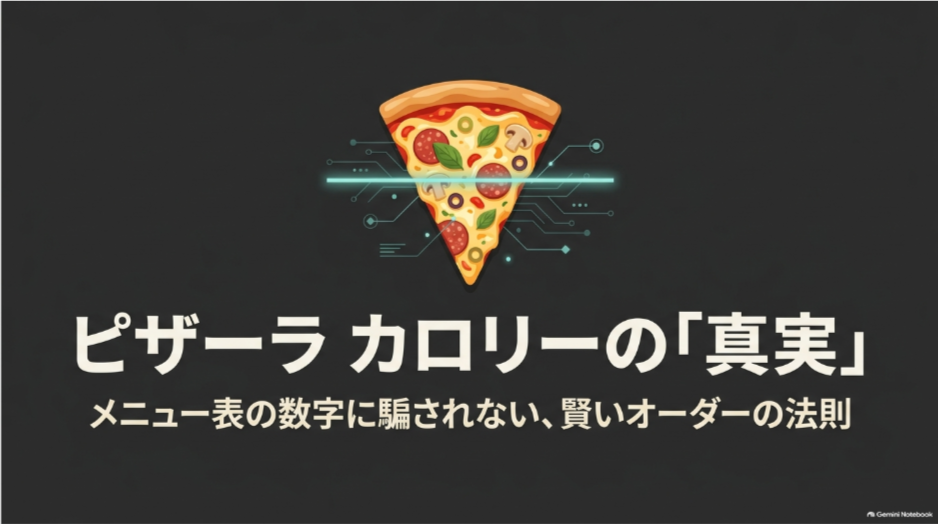 ピザーラのメニュー表の数字に惑わされずカロリーを比較する方法を紹介する表紙