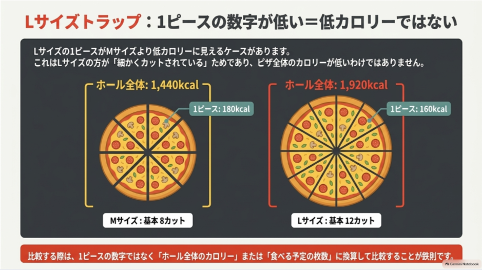ピザーラLサイズのカロリー比較で注意する点